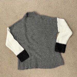 Michael Stars Gray and Cream Turtleneck Sweater
